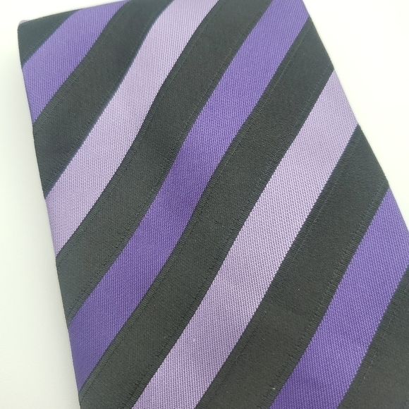 Men's Formal Business Tie, Purple and Black Stripe - Picture 3 of 9
